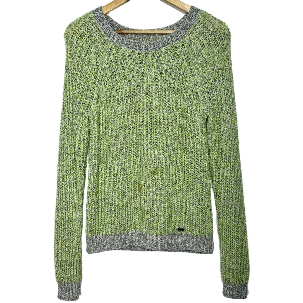 Abercrombie & Fitch Gray Green Knit Long Sleeve Pullover Crew Neck Sweater Sz M